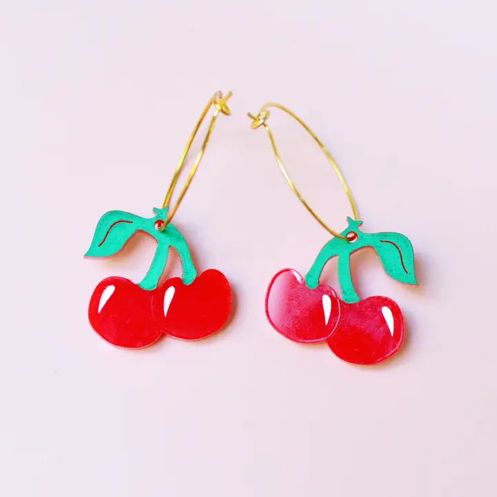 Cherry Hoop Earrings
