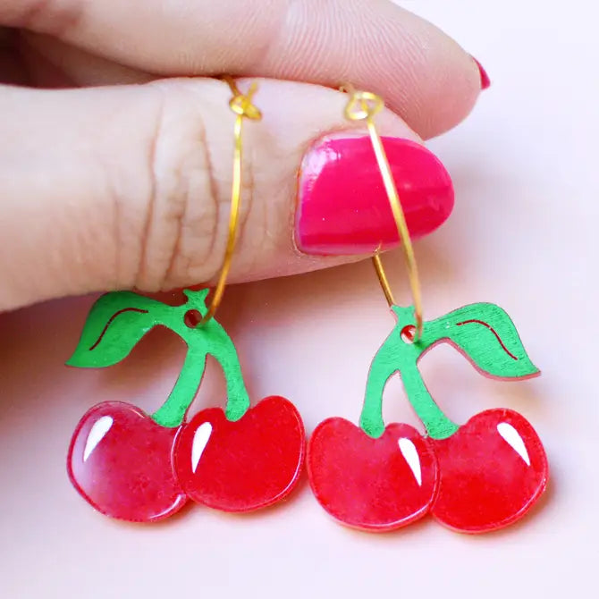 Cherry Hoop Earrings