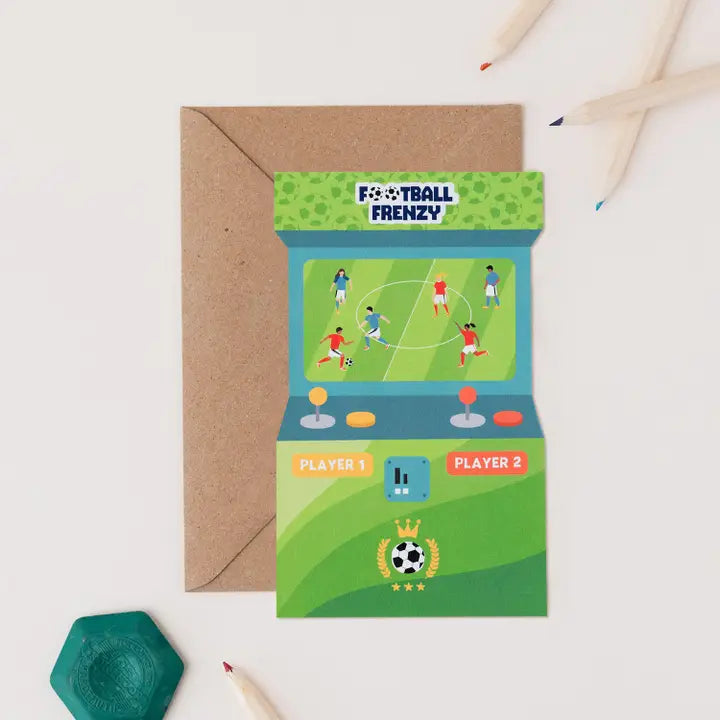 Football Frenzy Arcade Shaped Birthday Card